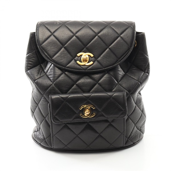 CHANEL Matelasse Rucksack Backpack A10177 Lambskin leather Black Used GHW