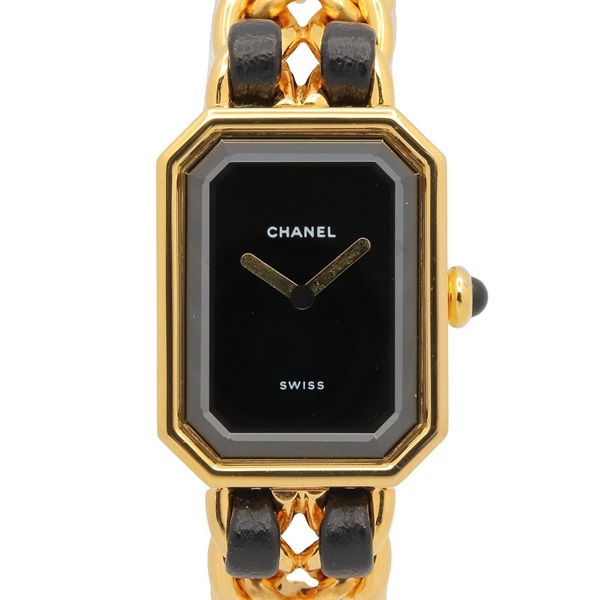 CHANEL Premiere S Wrist Watch H0001 Quartz Gold Plated Leather belt Used Women