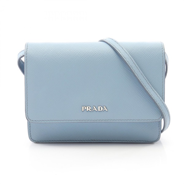 PRADA Shoulder Crossbody Bag Saffiano leather light Blue SHW Used Women