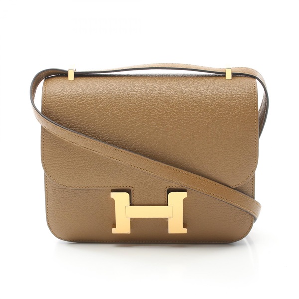 HERMES Constance 3 mini Shoulder Bag W Chevre leather Kraft Used GHW