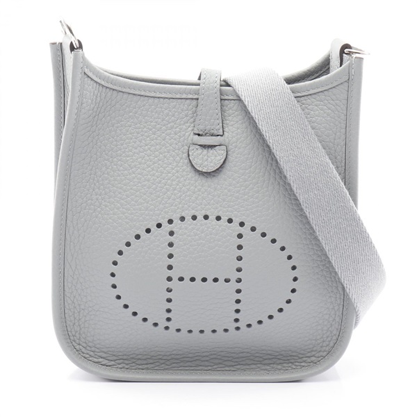 HERMES Evelyne TPM Shoulder crossbody Bag G Taurillon Clemence Gris pantin SHW