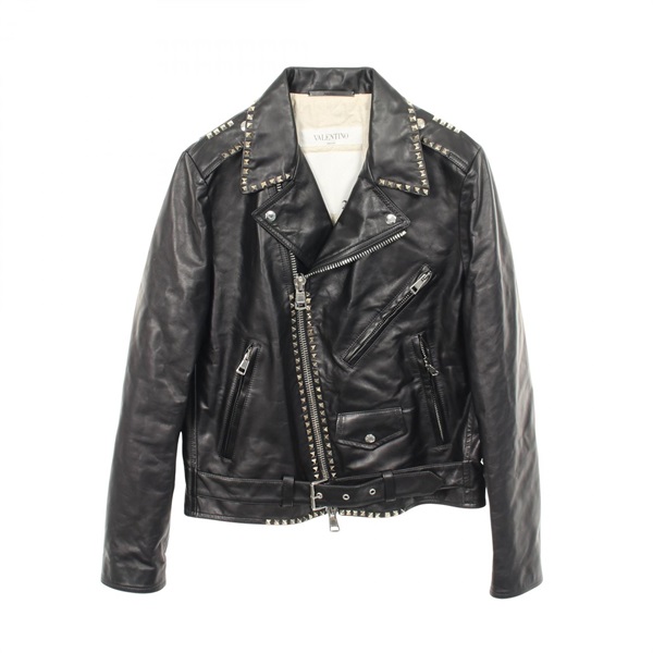 Valentino Rock studs Riders Jacket Blouson #48 QV3NA05P4D3 leather Black mens